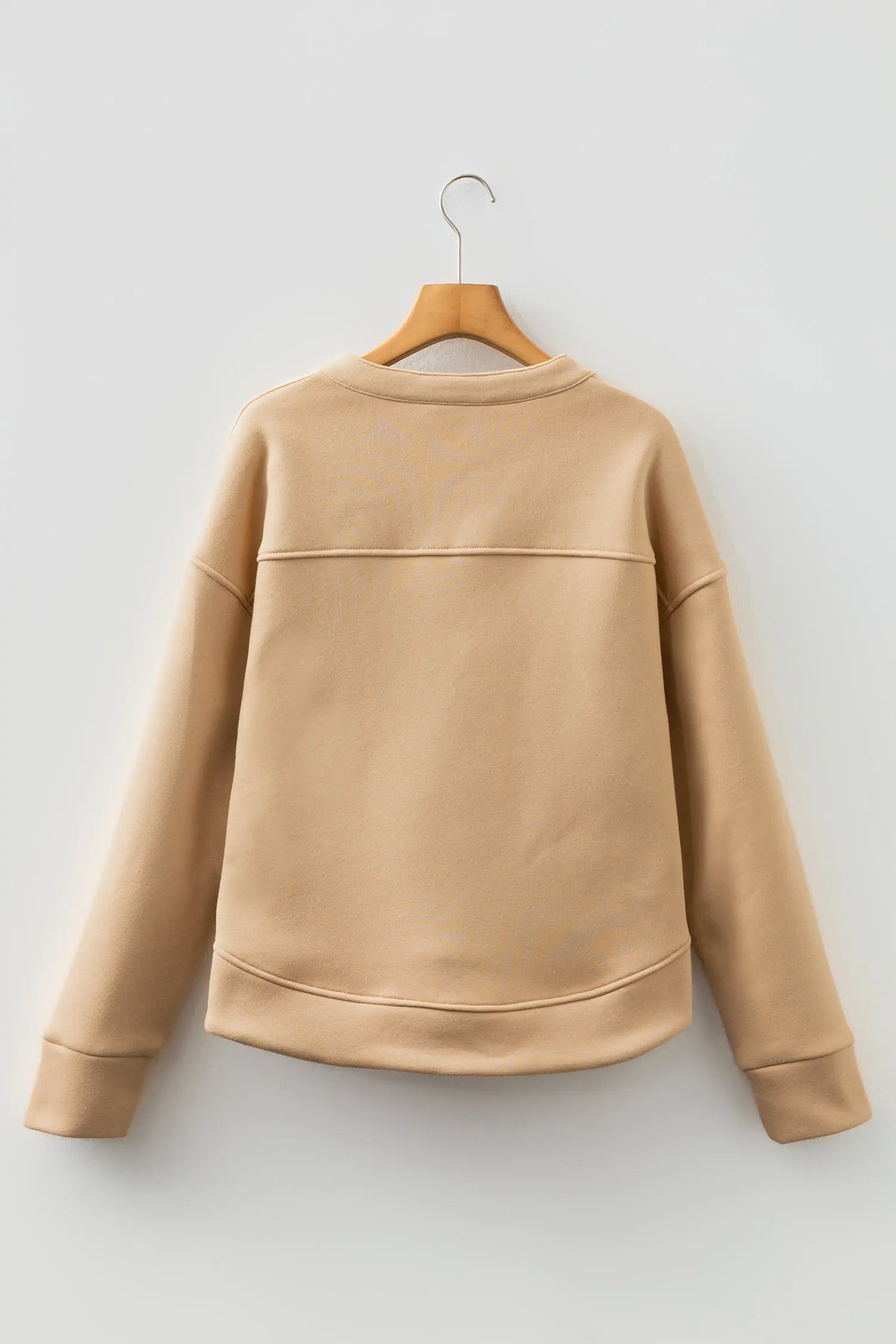 Dear-Lover Beige Sweatshirt Women's Casual Everyday Pullover V-Neck Soft Dear-Lover Dropshipping