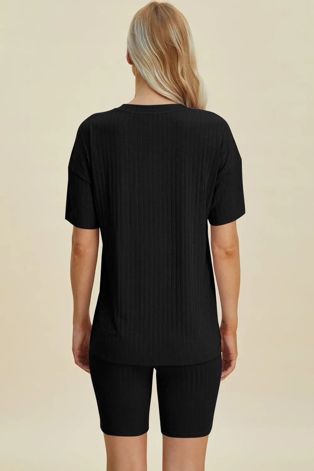 Basic Bae Full Size Ribbed V-Neck Short Sleeve Top and Shorts Set - Love Salve