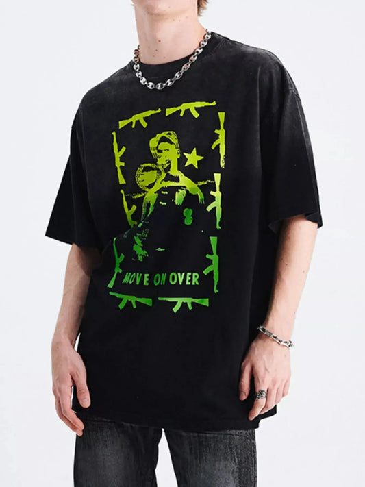 Men's Graphic Round Neck Oversized T-Shirt Simply Love