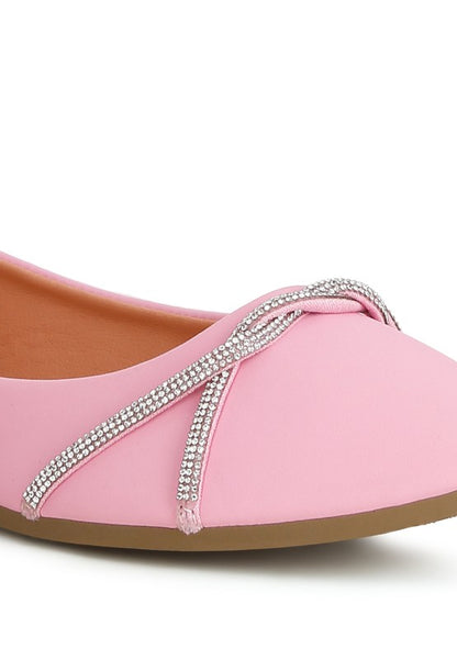 Chic faux leather flats with rhinestones