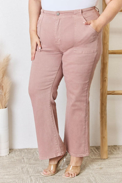 RISEN Full Size High Rise Ankle Flare Jeans.