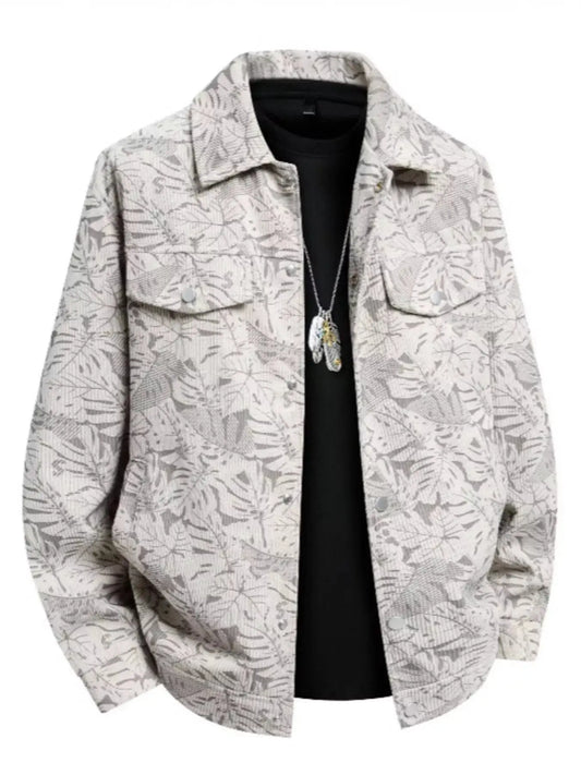 Men's Plus Size Printed Snap Down Casual Jacket Simply Love
