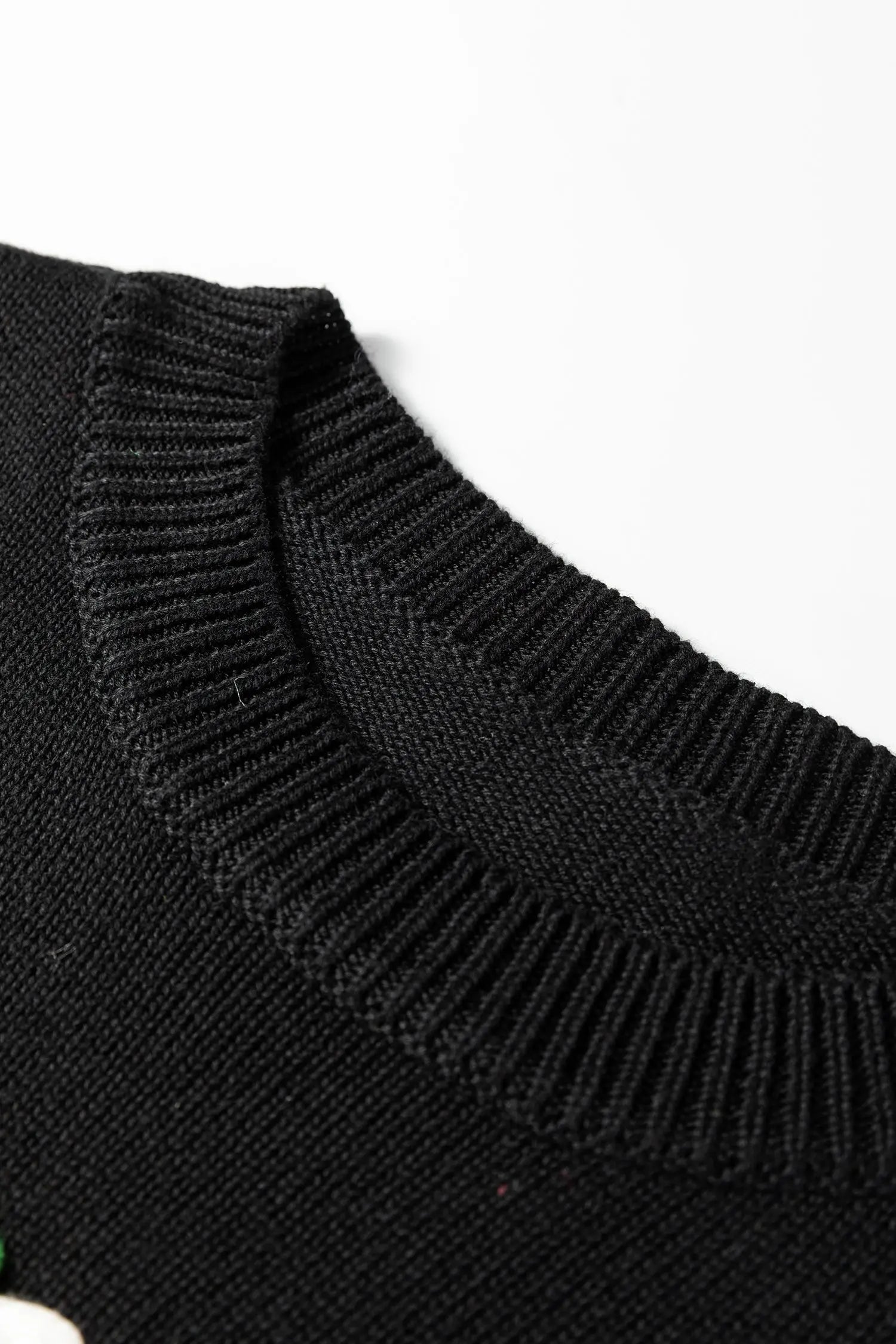 Black Merry Christmas Sweater With Colorful Dot Detail And Drop Shoulder Dear-Lover Dropshipping