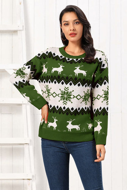 Reindeer Round Neck Sweater.