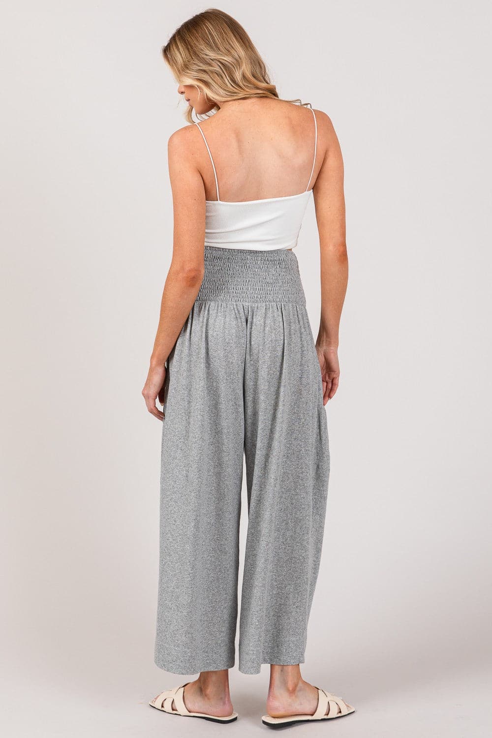 SAGE + FIG Drawstring Smocked High Waist Pants.