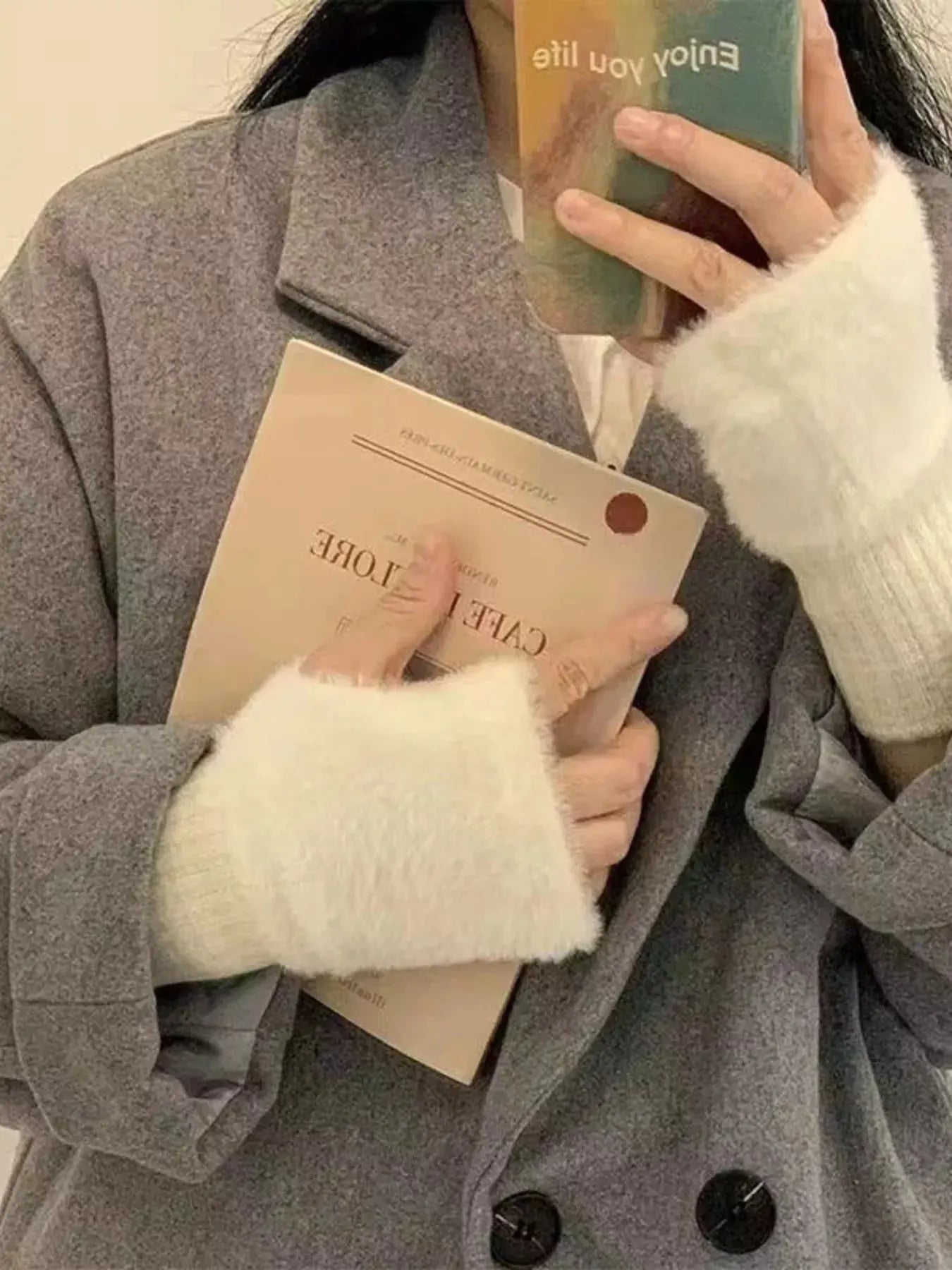 Fuzzy Cuff Fingerless Gloves Simply Love