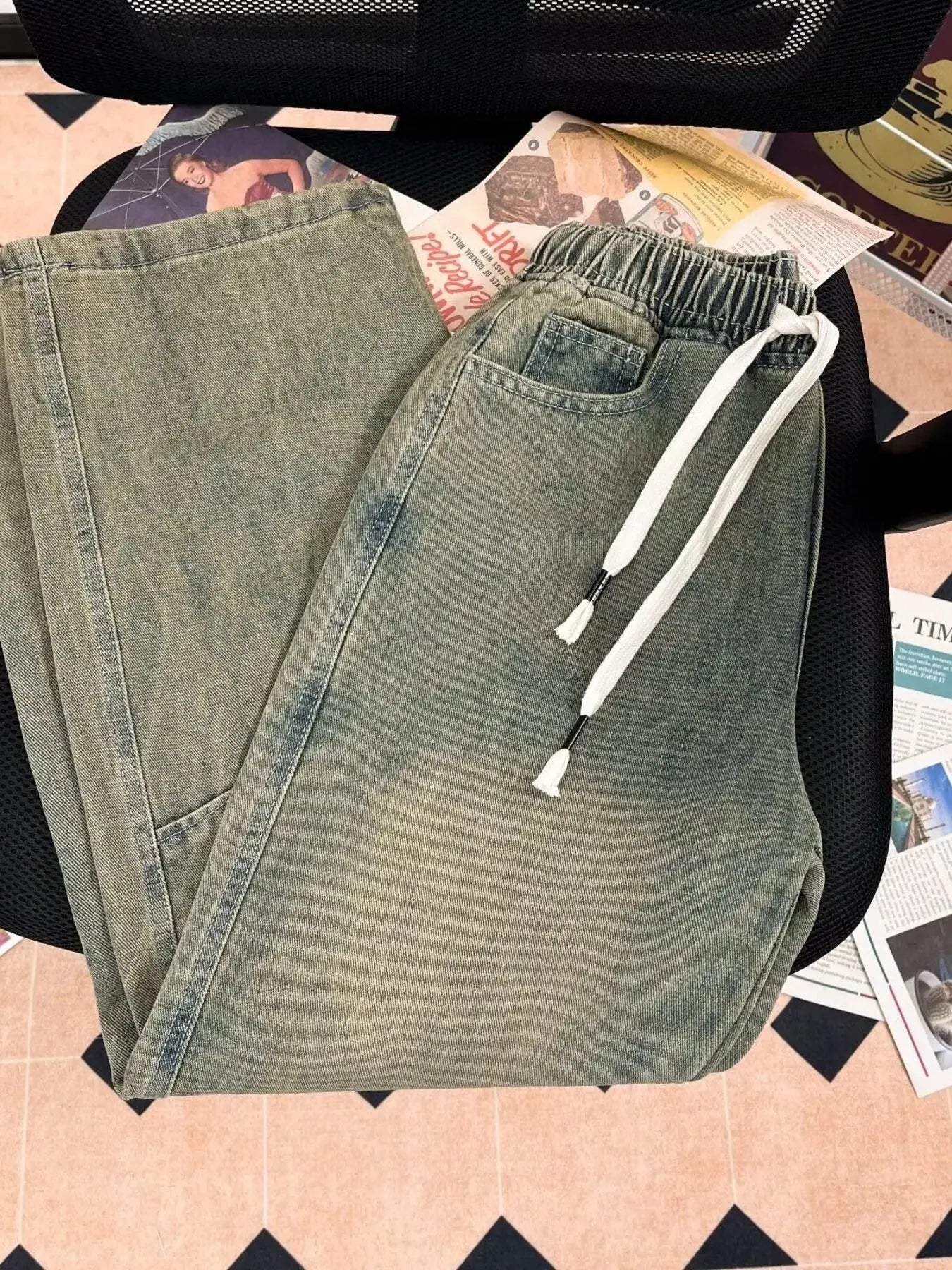 Men's Plus Size Drawstring Wide Leg Jeans Simply Love