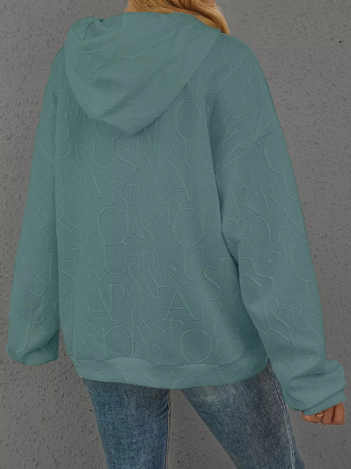 Full Size Embossed Lettering Casual Hoodie Plus Size Simply Love