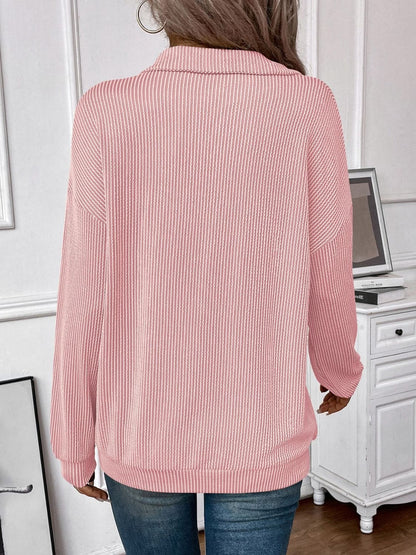 Double Take half zip striped tee