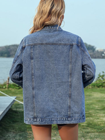 Embellished denim jacket with buttons