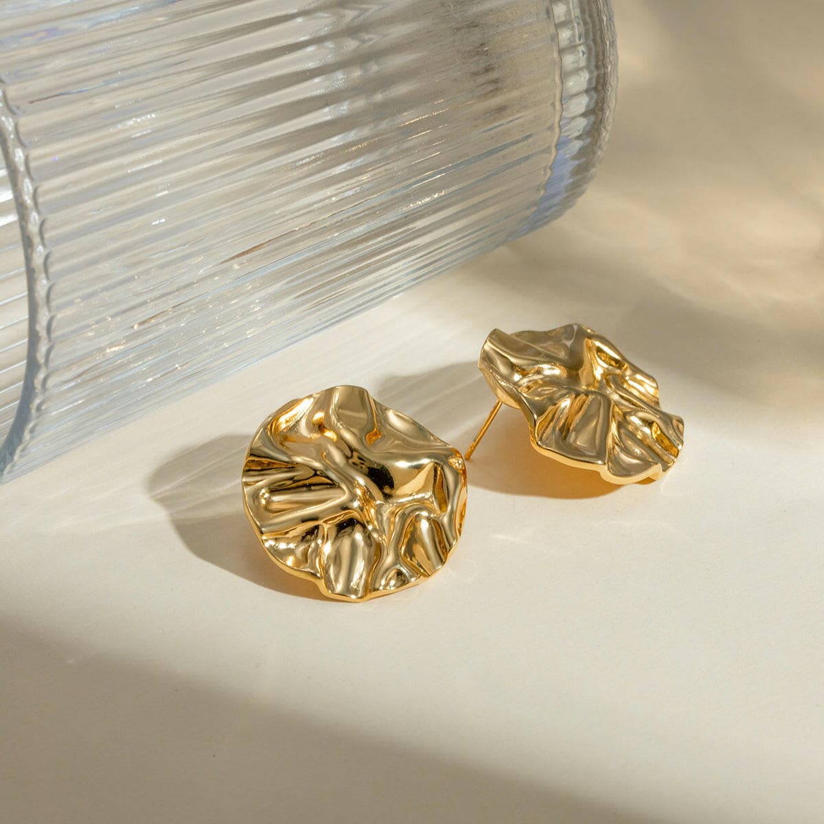 18K Gold-Plated Stud Earrings.