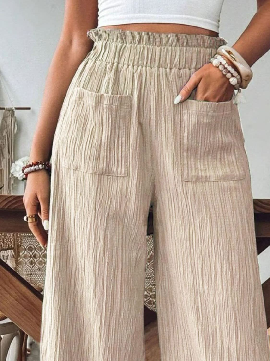 Frilled Wide Leg Trousers