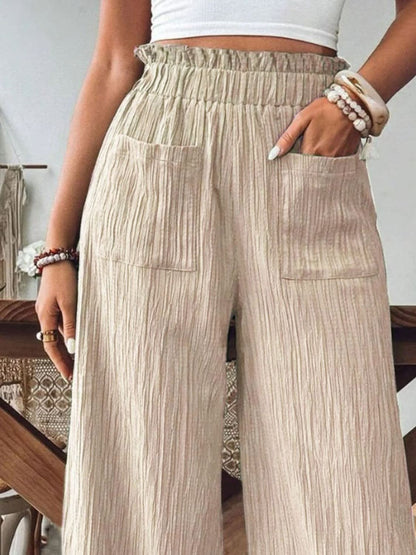 Frilled Wide Leg Trousers