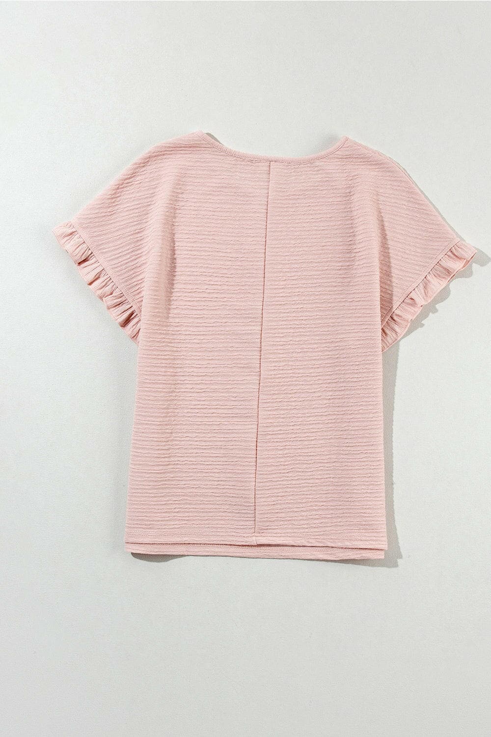 Round Neck Frill Short Sleeve T-Shirt.