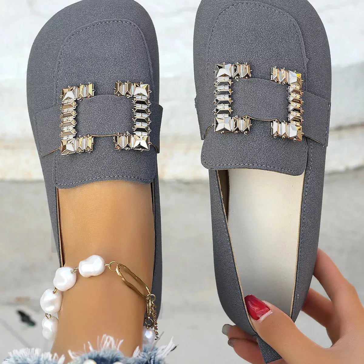 Decor Buckle Round Toe Slip-On Simply Love