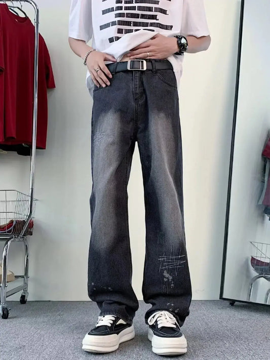 Men's Full Size Vintage Wash Wide Leg Jeans Plus Size Simply Love