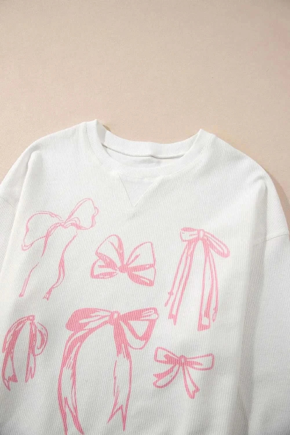 Bow Round Neck Long Sleeve Sweatshirt - Love Salve 