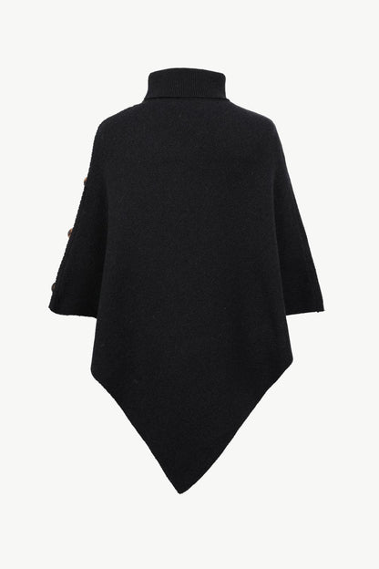 Turtleneck Buttoned Poncho.