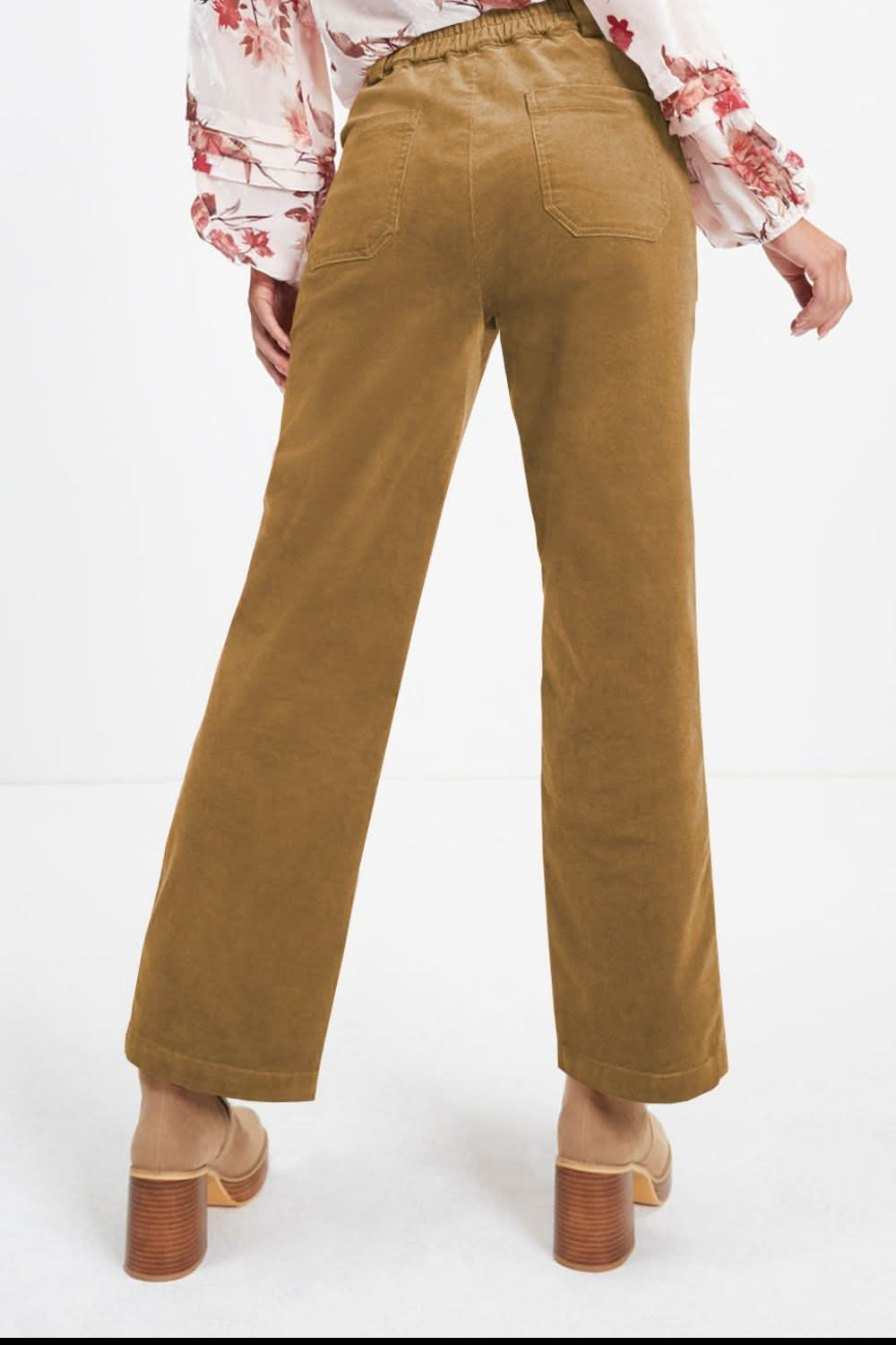 Comfort Fit Straight Leg Trousers with Elastic Waist