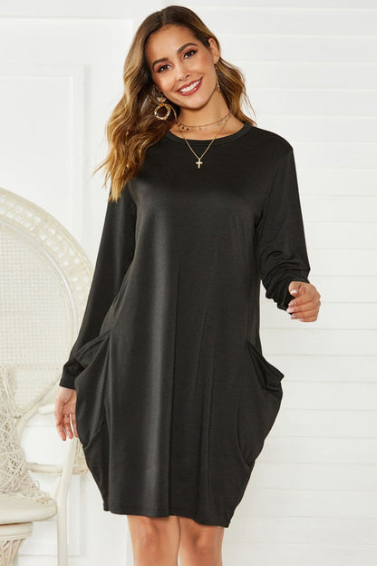 Cozy Long Sleeve Pocket Dress for Effortless Style