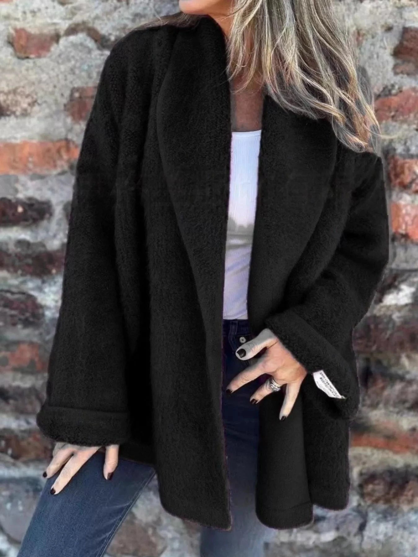 Open Front Long Sleeve Fluffy Jacket Coco’s Tee Boutique