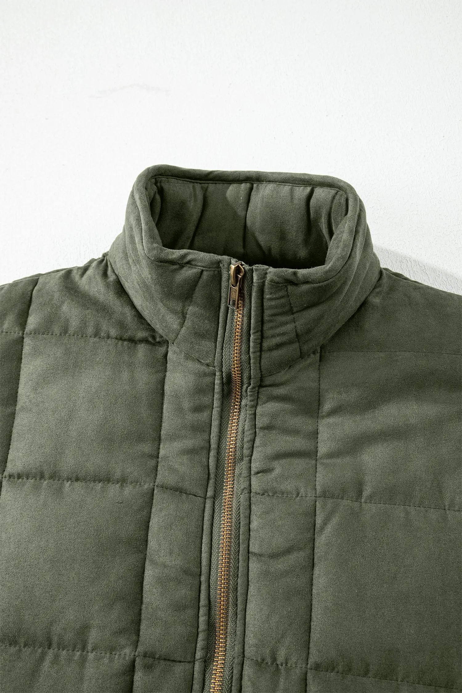 Green Zippered Quilted Jacket With Front Pockets Lightweight Dear-Lover Dropshipping