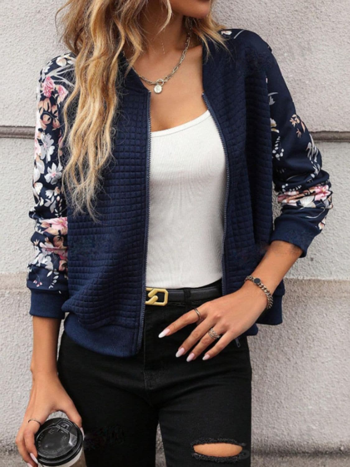 Stylish Printed Zip Jacket - Long Sleeve