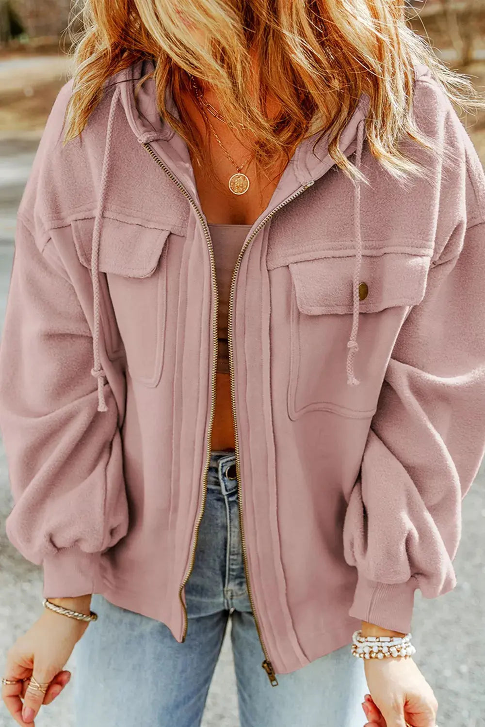 Casual Zip Up Jacket with Pockets Simply Love