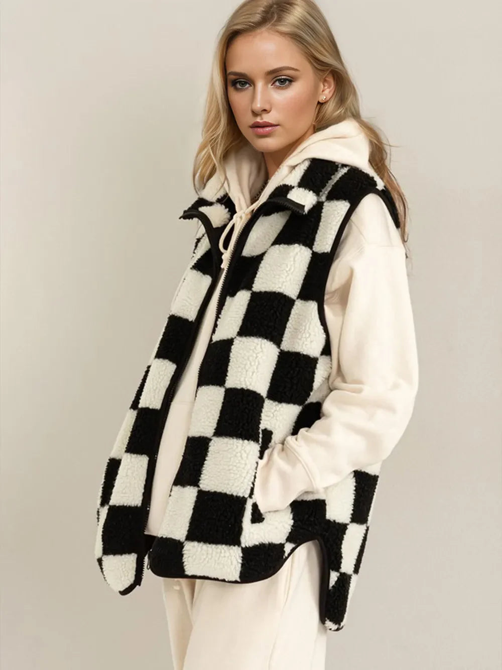 Double Take: Checkered Zip Vest