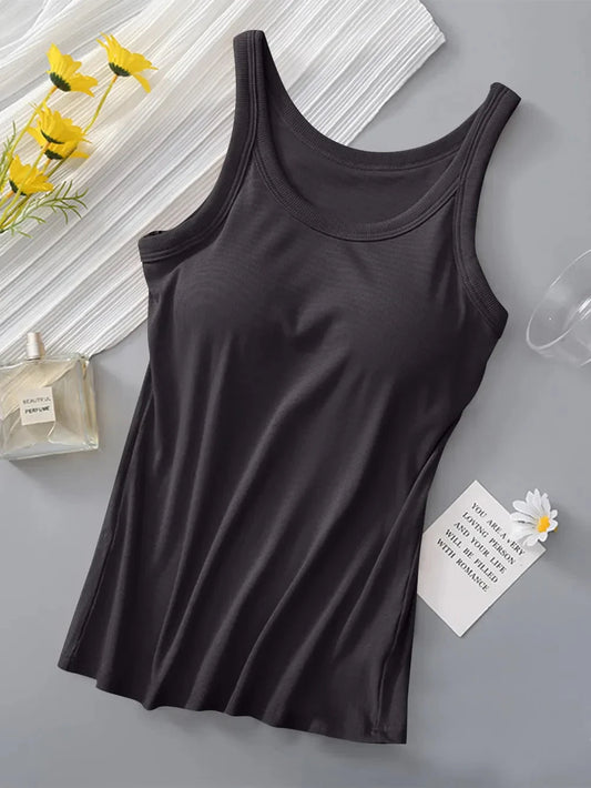 Round Neck Tank with Bra Simply Love