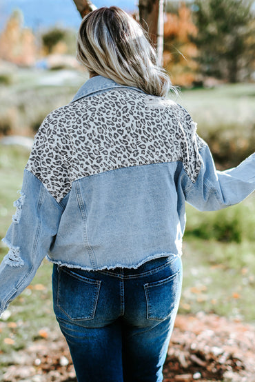 Plus size leopard cropped jacket