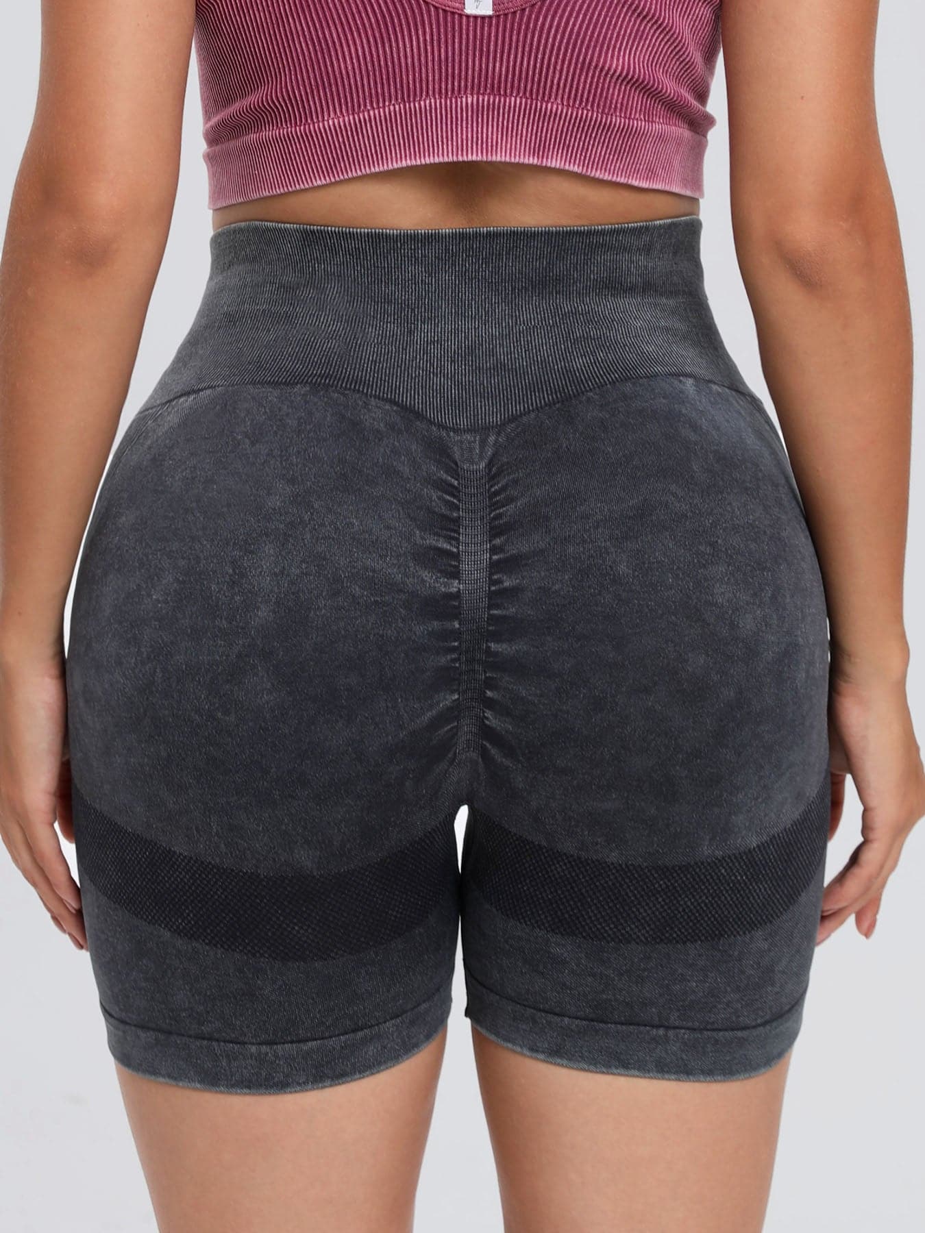 Washed High Waist Active Shorts.