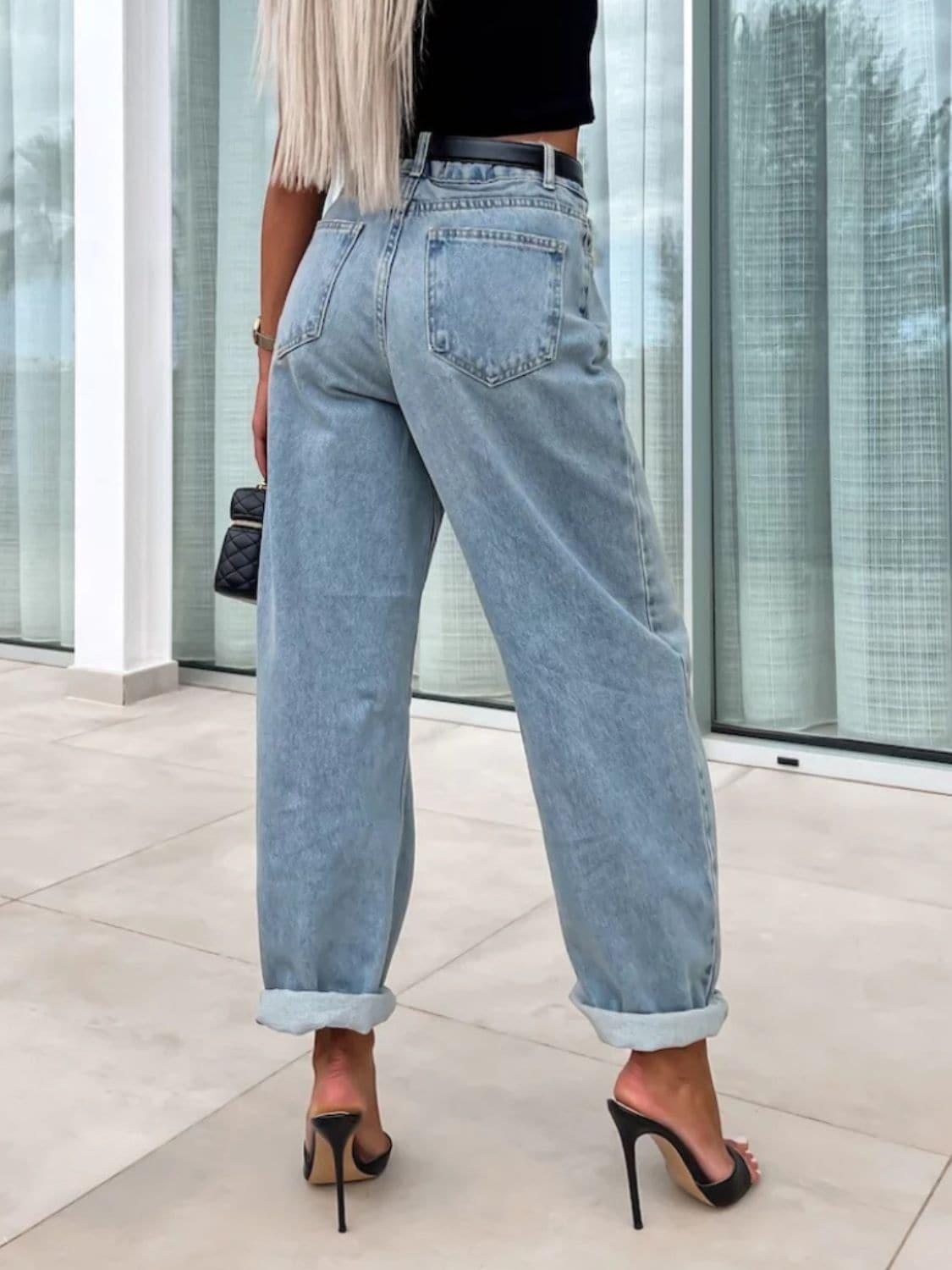 High Waist Wide Leg Jeans.