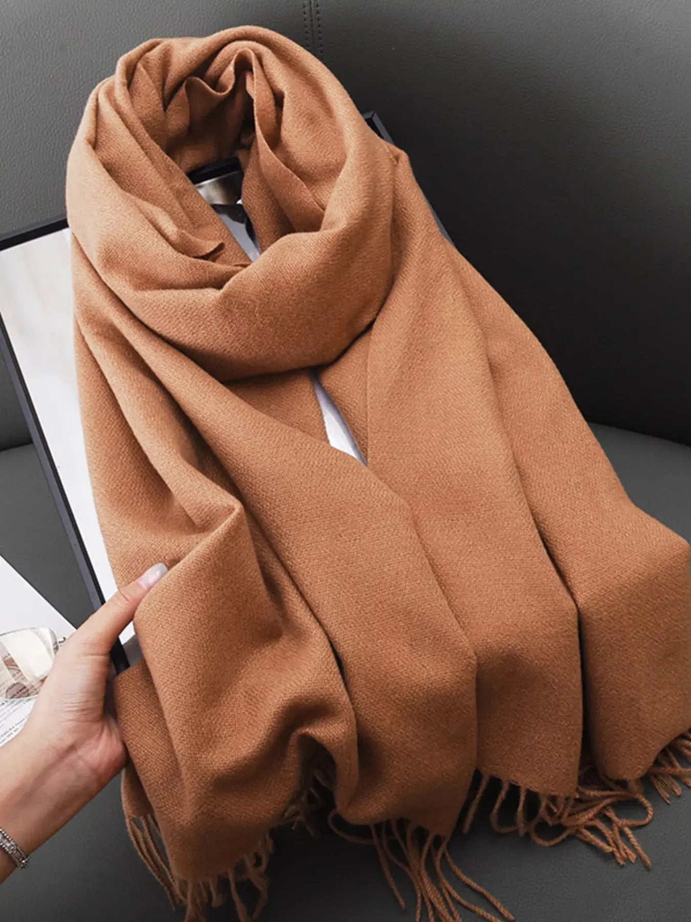 Solid Color Fringe Scarf Simply Love