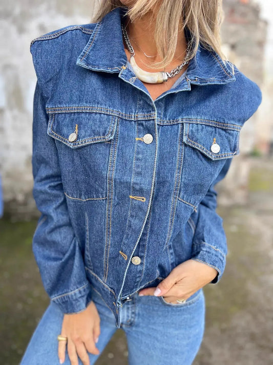 Plus Size Button Up Chest Pockets Denim Jacket Simply Love