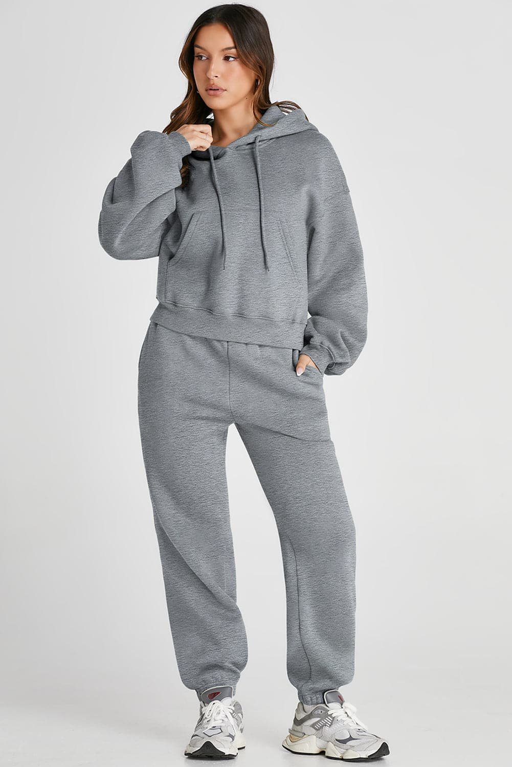 Casual chic hooded top and joggers set