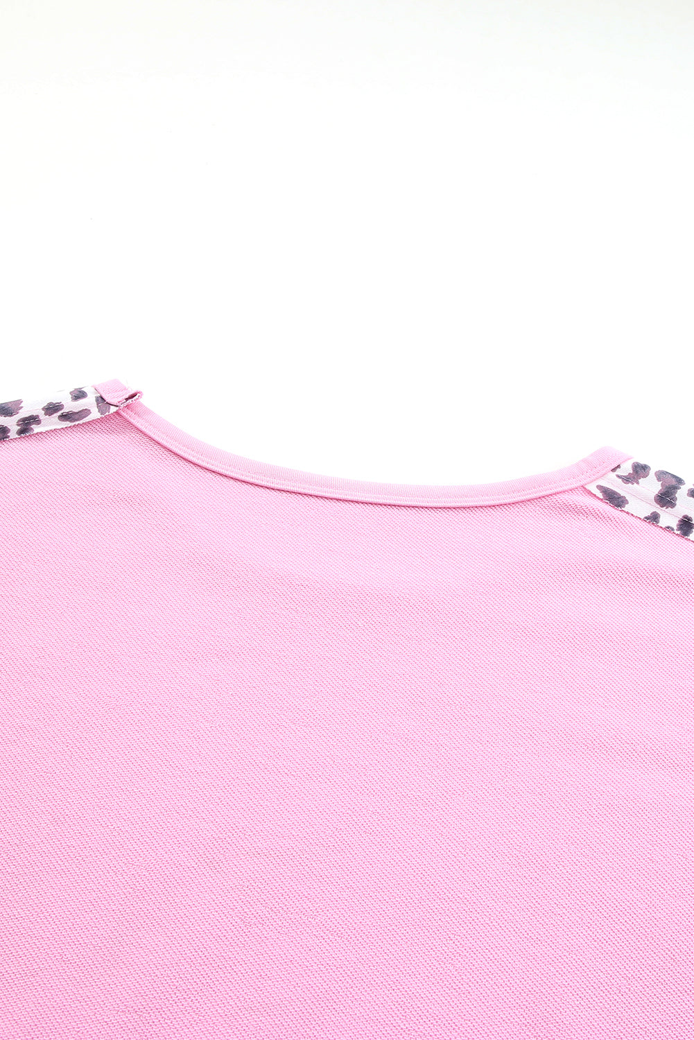 Chic pink leopard fusion plus size sweatshirt with exposed seams