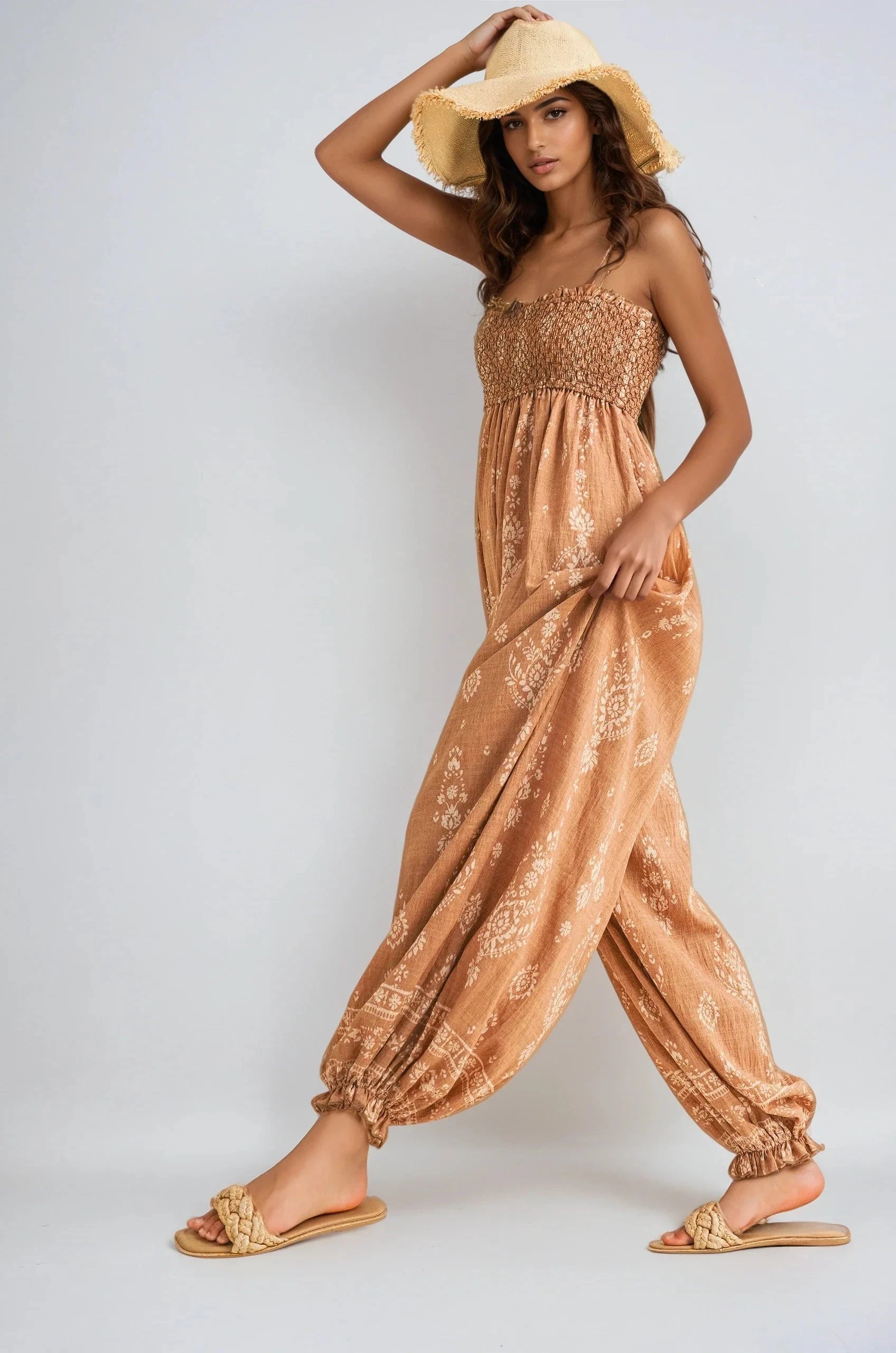 Wildflower Dreams Balloon Jumpsuit Boho Summer Style Fitkitty Culture Athleisure Wear, Yoga Wear & Women's Clothing