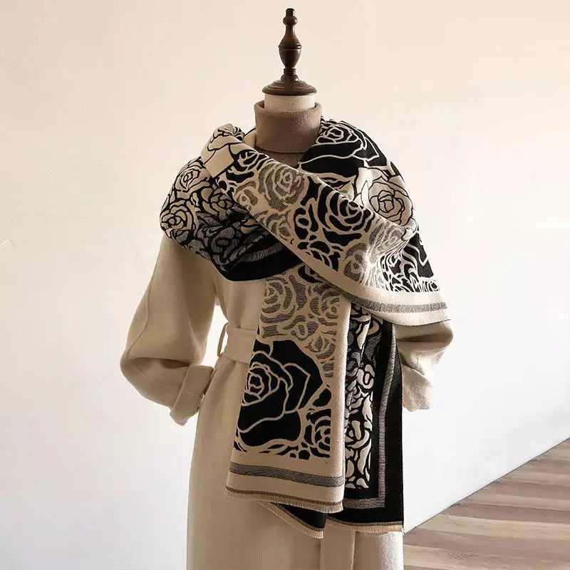 Rose Pattern Raw Hem Scarf Simply Love
