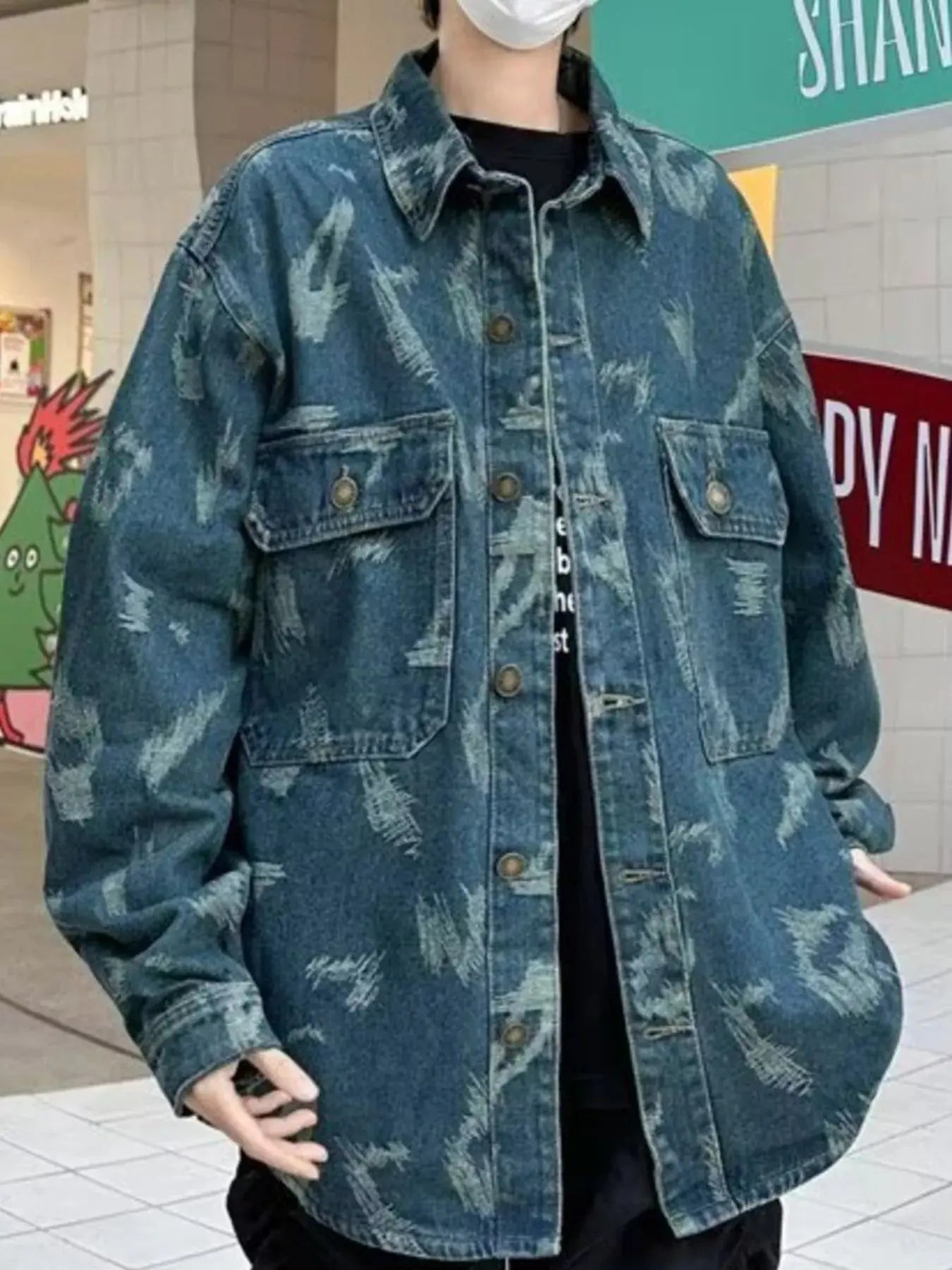 Men's Full Size Button Up Long Sleeve Denim Jacket Plus Size Simply Love