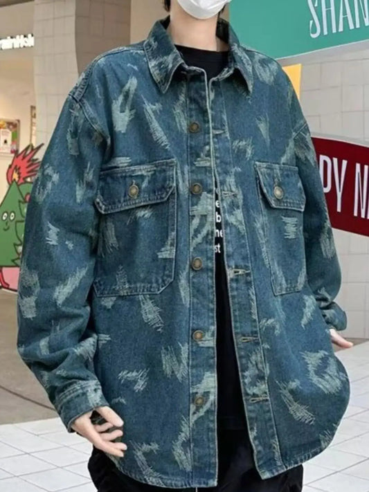 Men's Full Size Button Up Long Sleeve Denim Jacket Plus Size Simply Love