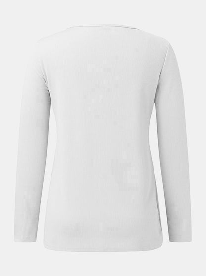 Full Size Scoop Neck Long Sleeve T-Shirt.