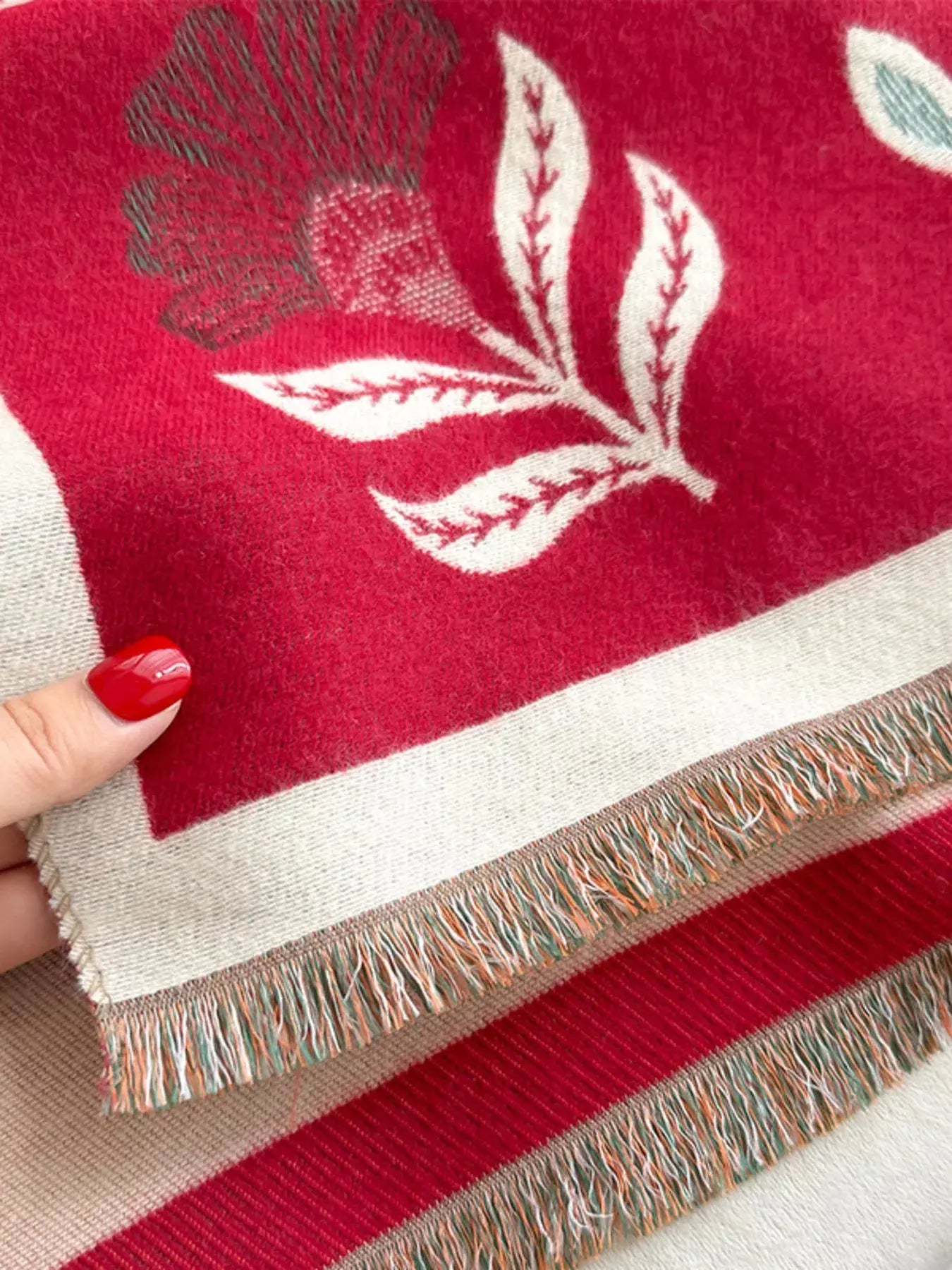 Printed Raw Hem Shawl Simply Love