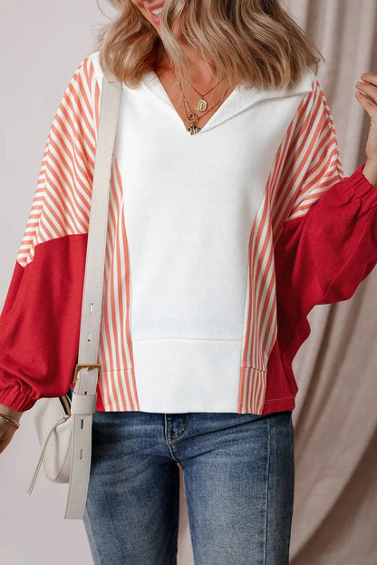 Collared striped long sleeve sweatshirt for a casual look