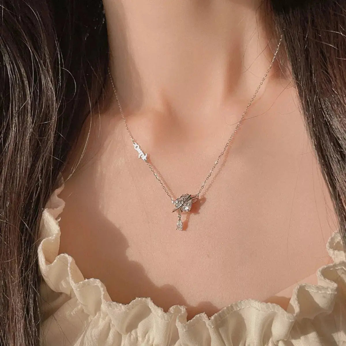 925 Sterling Silver Zircon Heart Necklace Simply Love