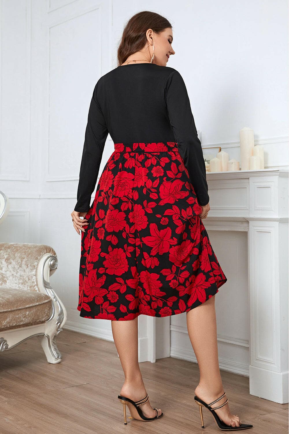 Plus Size Floral Surplice Neck Long Sleeve DressEnhance Your Style with the Plus Size Floral Surplice Neck Long Sleeve Dress
 Step into elegance and comfort with our Plus Size Floral Surplice Neck Long Sleeve DresLove Salve Size Floral Surplice Neck Long Sleeve Dressplus