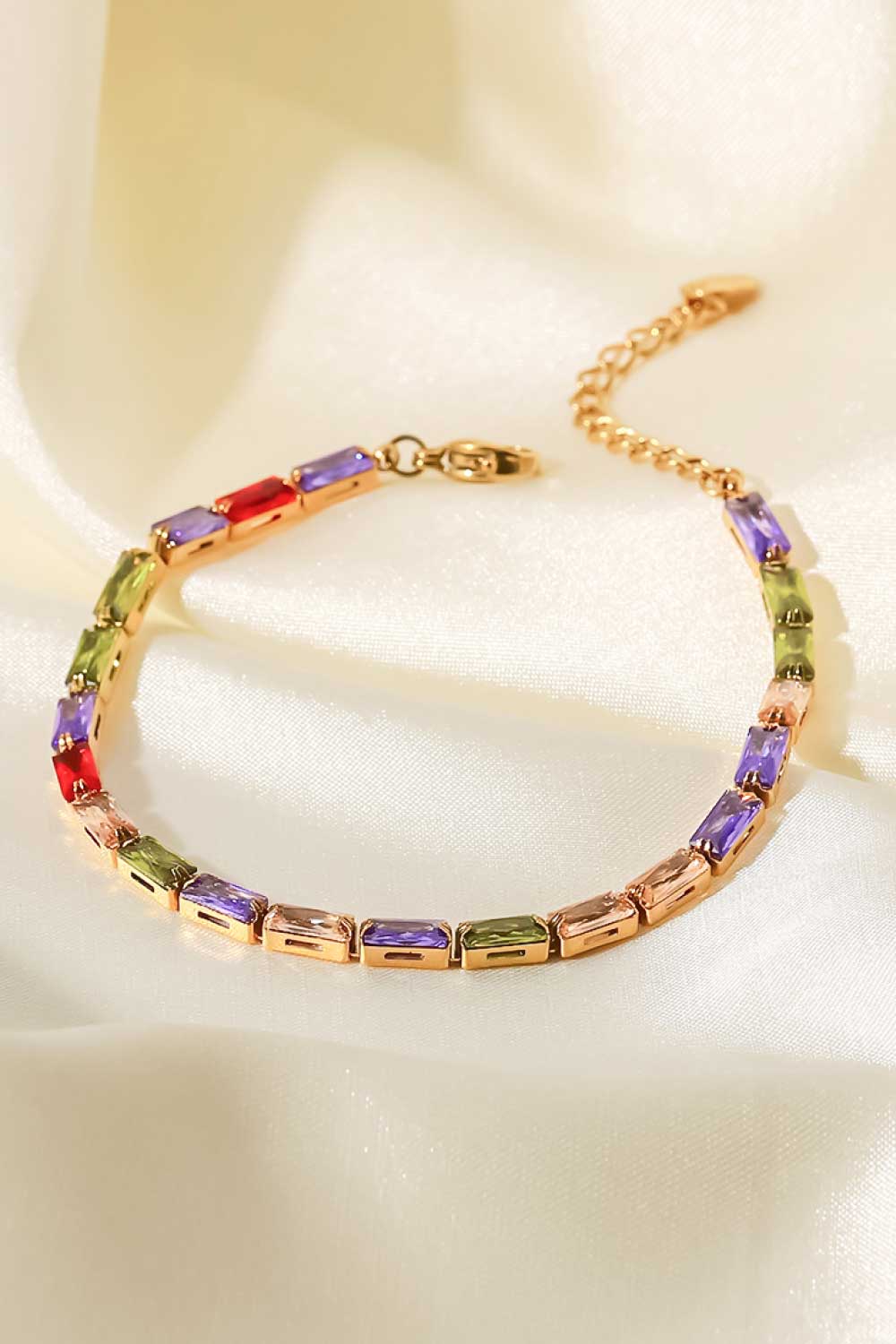 18K Gold Plated Multicolored Cubic Zirconia Bracelet.