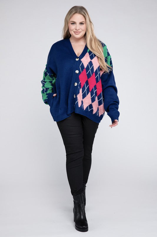 Chic Plus Size V Neck Button Cardi for Effortless Style