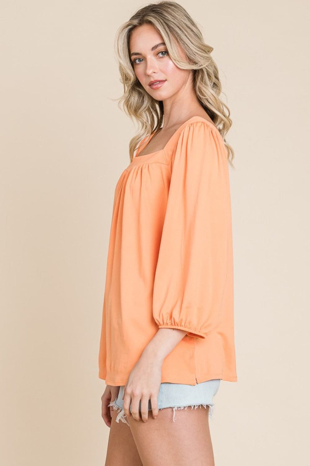 Culture Code Square Neck Puff Sleeve Top.