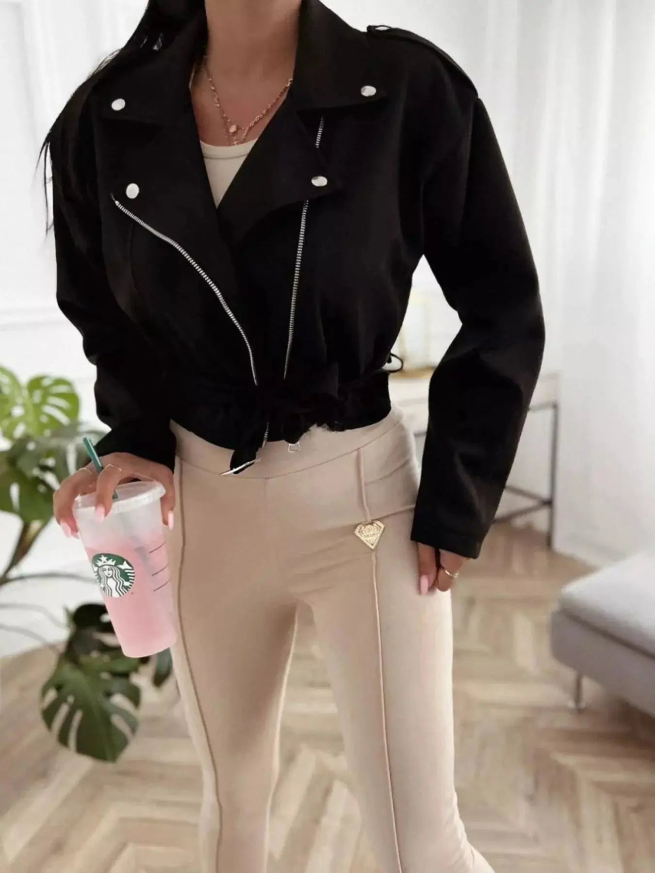 Zip Up Cropped Jacket Simply Love